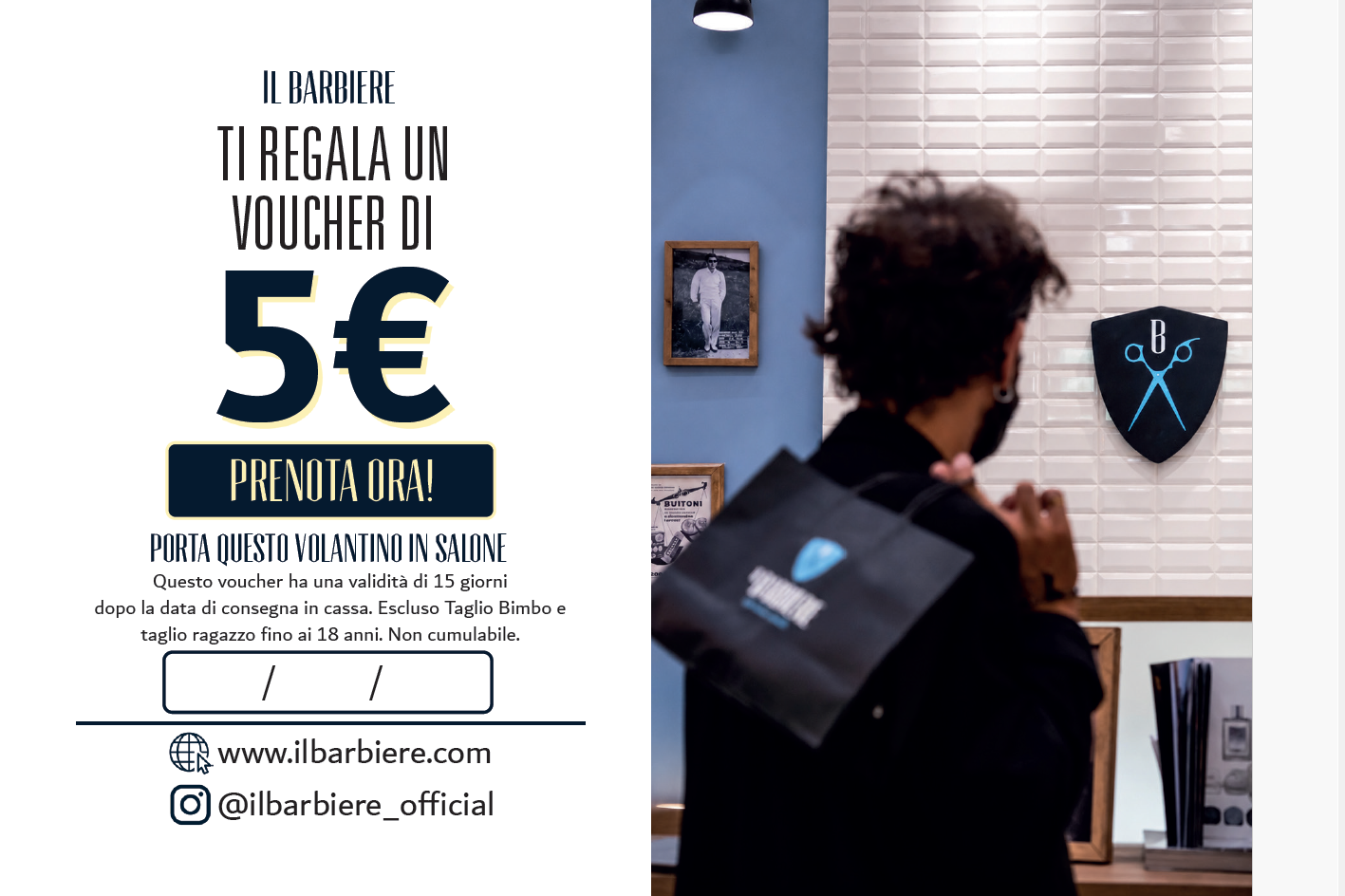 Voucher 5 euro promo Back to Work Il Barbiere, validita 15 giorni